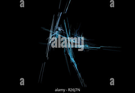 White blue abstract fractal on black background. Fantasy fractal texture. Digital art. 3D rendering. Computer generated image Stock Photo