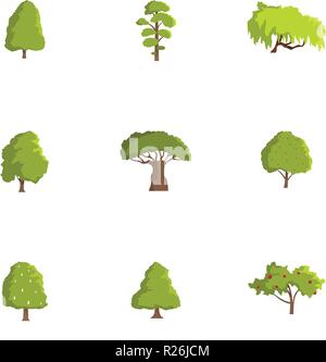 Tree icons set. Cartoon set of 9 tree vector icons for web isolated on white background Stock Vector