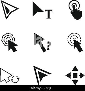 Click icons set. Simple set of 9 click vector icons for web isolated on white background Stock Vector