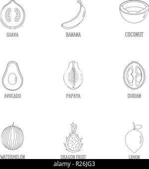 Orchard icons set. Outline set of 9 orchard vector icons for web isolated on white background Stock Vector
