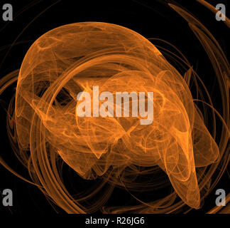 Orange fractal texture on black background. Digital art. 3D rendering. Computer generated image Stock Photo