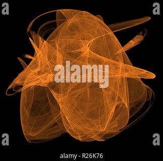 Orange fractal texture on black background. Digital art. 3D rendering. Computer generated image Stock Photo