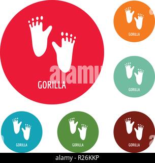 Gorilla step icons circle set vector isolated on white background Stock Vector