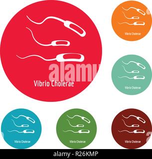 Vibrio Cholerae icons circle set vector isolated on white background Stock Vector