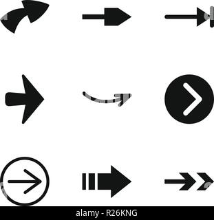 Arrowhead icons set. Simple set of 9 arrowhead vector icons for web isolated on white background Stock Vector