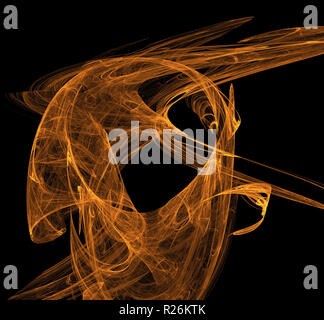 Orange fractal texture on black background. Digital art. 3D rendering. Computer generated image Stock Photo