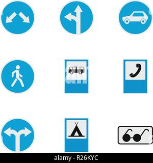 Road sign icons set. flat set of 9 road sign vector icons for web isolated on white background Stock Vector
