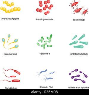 Germ icons set. flat set of 9 germ vector icons for web isolated on white background Stock Vector