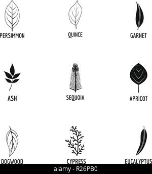 Tree leave icons set. Simple set of 9 tree leave vector icons for web ...