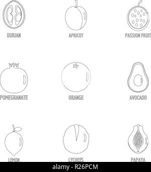 Orchard tree icons set. Outline set of 9 orchard tree vector icons for web isolated on white background Stock Vector