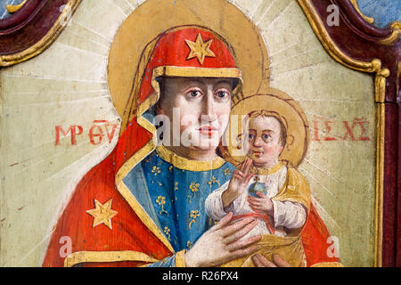 Bardejov, Slovakia. 2018/8/9. An icon of Virgin Hodegetria (Our Lady of the Way). Around 1766. Stock Photo