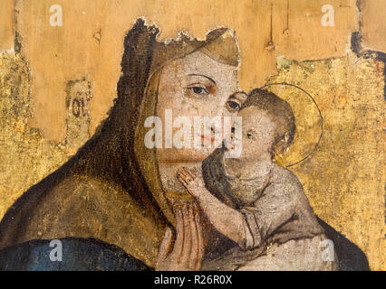 An icon of Virgin Hodegetria (Our Lady of the Way). Around 1730-1750. From a wooden church that was relocated from Mikulasova. Stock Photo