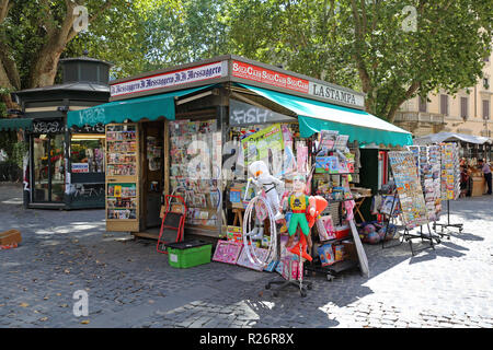 ROME, ITALY - JUNE 30, 2014: La Stampa Newsstand Agent Kiosk Booth in Rome, Italy. Stock Photo