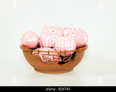 Easter eggs in ceramic dish Stock Photo