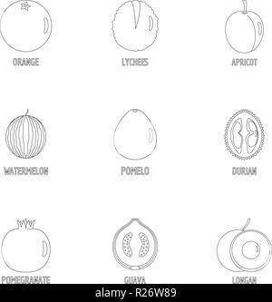 Orchard icons set. Outline set of 9 orchard vector icons for web isolated on white background Stock Vector