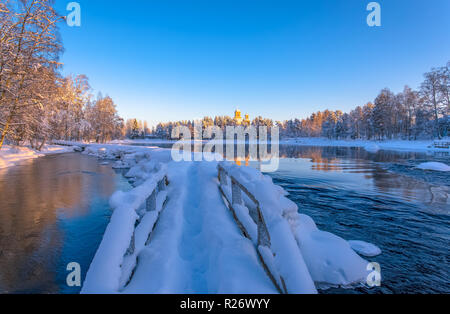 Snowy river view from Kuhmo, Finland Stock Photo - Alamy