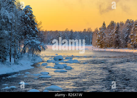 Snowy river view from Kuhmo, Finland Stock Photo - Alamy