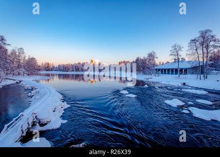 Snowy river view from Kuhmo, Finland Stock Photo - Alamy