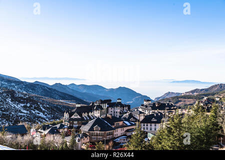 Town of Pradollano ski resort in Spain in Sierra Nevada Stock Photo