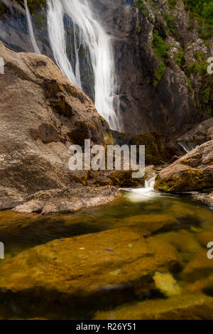Aber Falls waterfall in the Snowdonia National park, North Wales Stock Photo