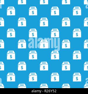 Box money pattern vector seamless blue Stock Vector