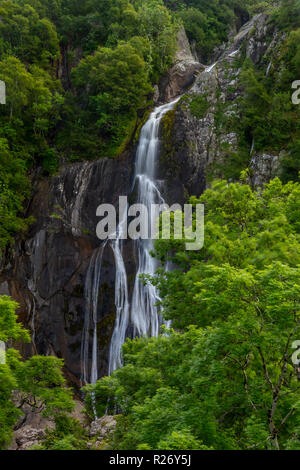 Aber Falls waterfall in the Snowdonia National park, North Wales Stock Photo