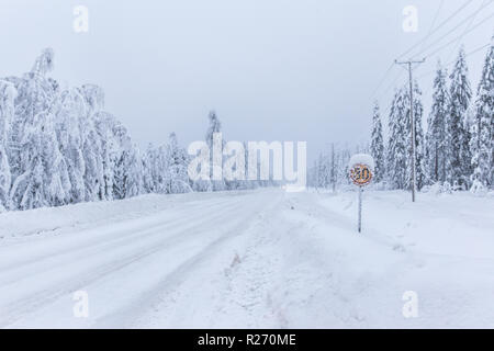 Heavy snow landscape from Sotkamo, Finland Stock Photo