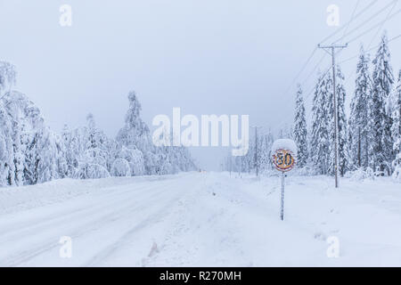 Heavy snow landscape from Sotkamo, Finland Stock Photo