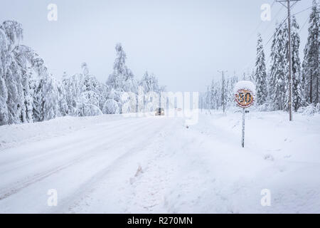 Heavy snow landscape from Sotkamo, Finland Stock Photo