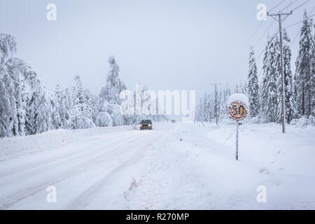 Heavy snow landscape from Sotkamo, Finland Stock Photo