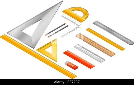 Ruler icon set, isometric style Stock Vector