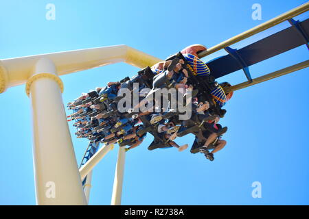 Tampa, Florida. October 25, 2018. Amazing Challenge in Montu Rollercoaster atTampa Bay area. Stock Photo