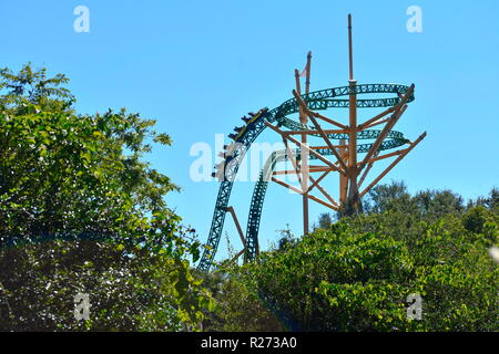 Tampa, Florida. October 25, 2018. Top view of Cheetah Hunt Rollercoaster  at Tampa Bay area. Stock Photo