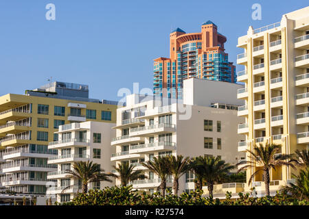 Miami Beach Florida,condominium residential apartment apartments building buildings under new construction site builder,luxury,oceanfront,seaside,high Stock Photo