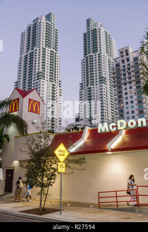 Miami Florida,downtown,high rise skyscraper skyscrapers building buildings condominiums,housing,architecture,architectural,modern,residences,condomini Stock Photo