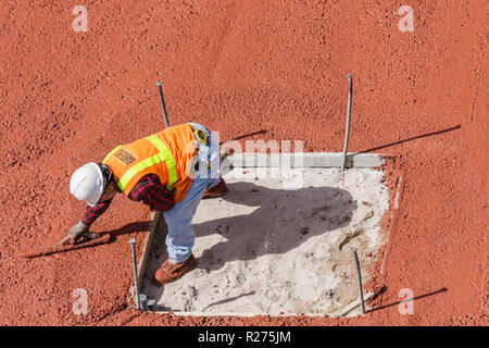 Miami Beach Florida,Ocean Drive,hotel,under new construction site building builder,building site,work,poured,concrete,street,sidewalk,man men male adu Stock Photo