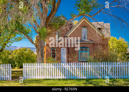 Farmhouse With Trees And White Picket Fence On It Boarded Stock Photo Alamy Farmhouse With Trees And White Picket Fence On It Boarded Stock Photo Alamy