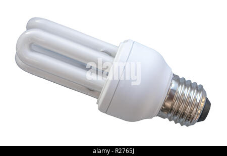 Isolated White Energy Saving Eco CFL Lightbulb Stock Photo