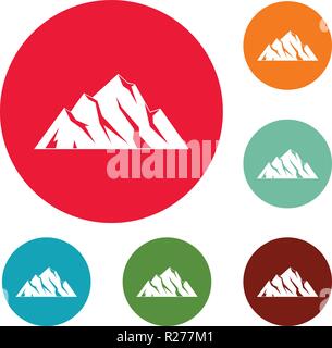 Mountain for extremal icons circle set vector isolated on white ...