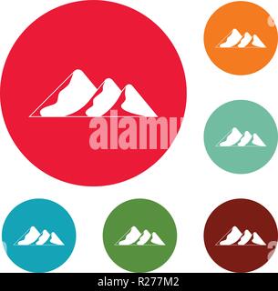 Mountain for extremal icons circle set vector isolated on white ...