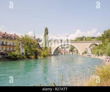 Cityscape view on the old town with river and bridge in Bern city in Switzerland Stock Photo