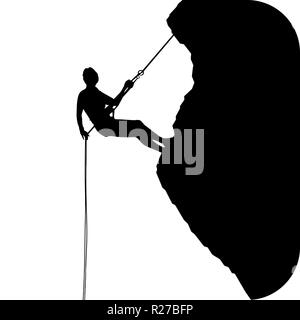 climbing mountain adventure sport extreme silhouette illustration Stock Photo