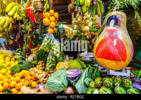 Fresh vegetables, stall on Central market, Alicante Spain Vegetable market Stock Photo