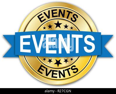 golden round medal with stars on white background Stock Vector