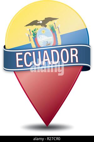 glossy navigation pin with white background Stock Vector
