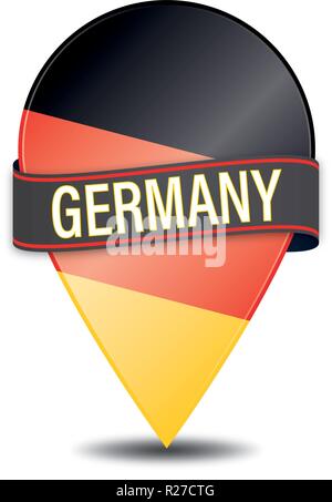 glossy navigation pin with white background Stock Vector