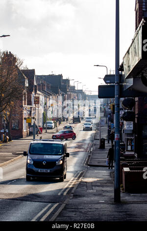 A busy Edleston Road in Crewe Cheshire UK Stock Photo