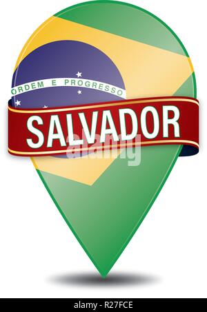 glossy navigation pin with white background Stock Vector