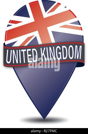 glossy navigation pin with white background Stock Vector