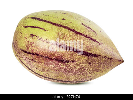 Pepino melon fruit isolated on white background. Clipping Path. Stock Photo